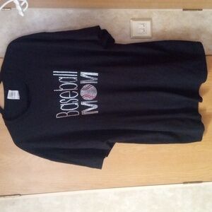 Plus size 2XL black T-shirt baseball mom